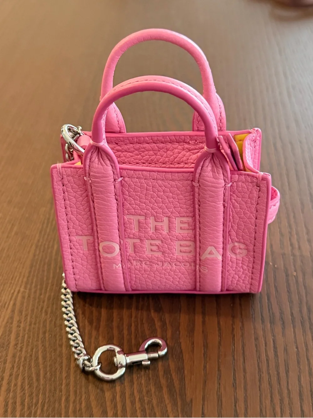 Marc Jacobs Pink Mini Pebbled Leather Tote with Bold Logo